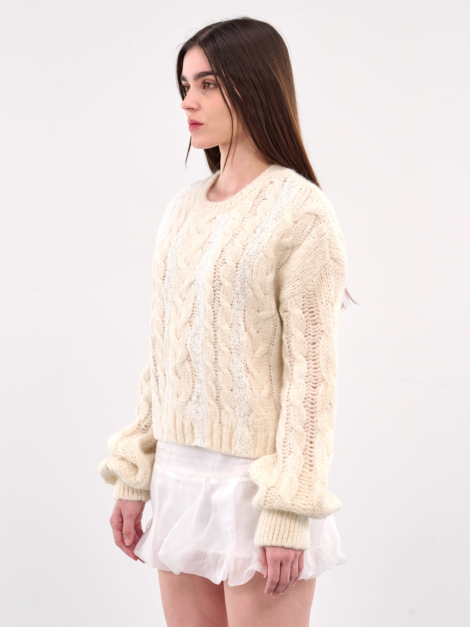 Lace Detailed Cable Knit Sweater - 2