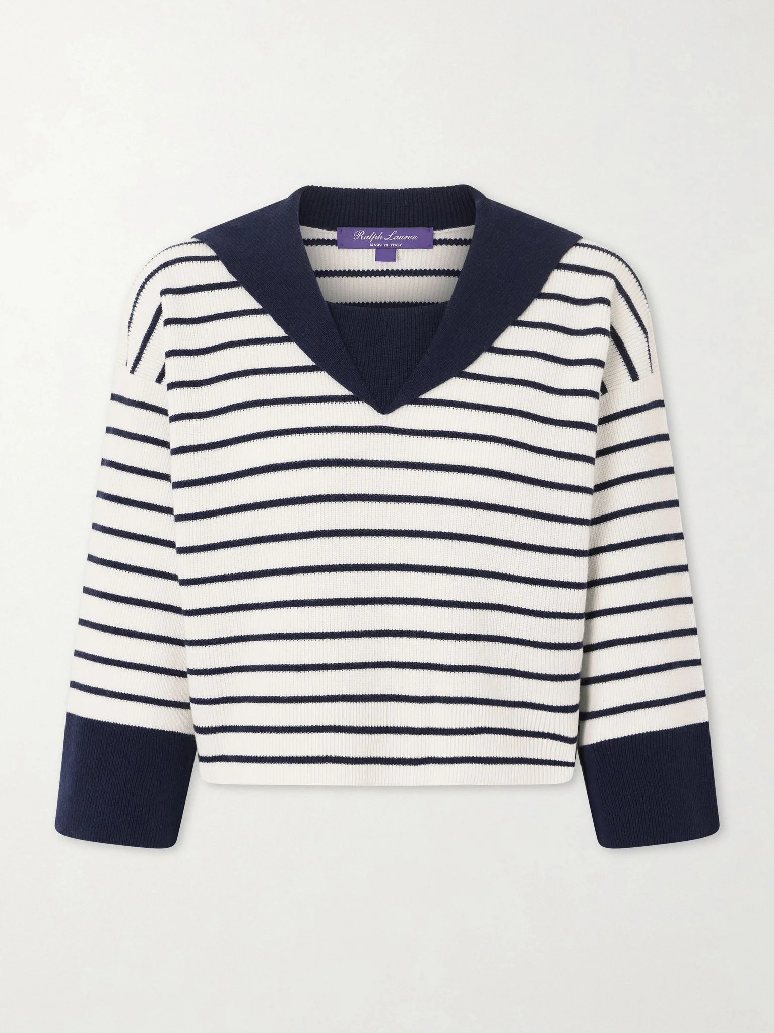Striped cashmere sweater Navy - 1