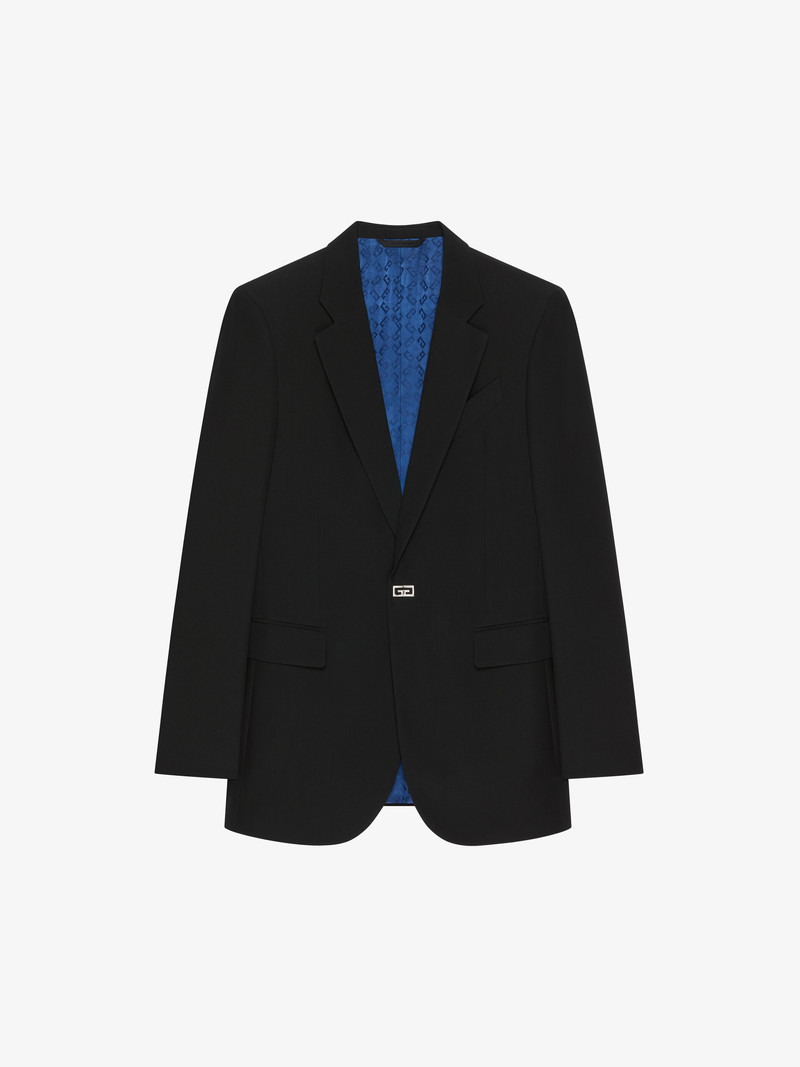 SLIM FIT JACKET IN WOOL WITH 2G CLIP - 1
