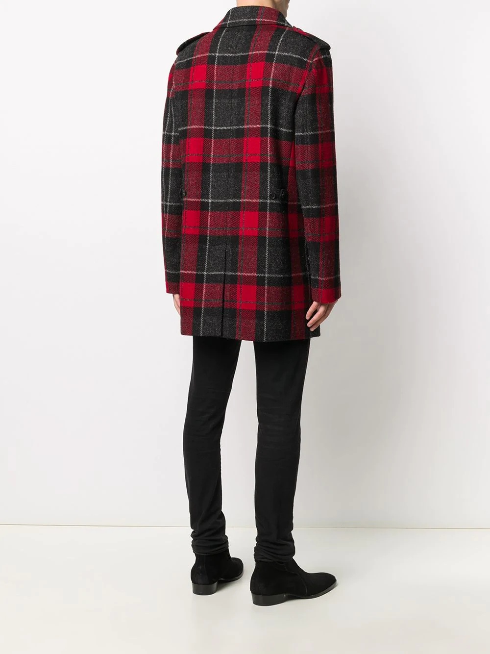 tartan single-breasted wool coat - 4