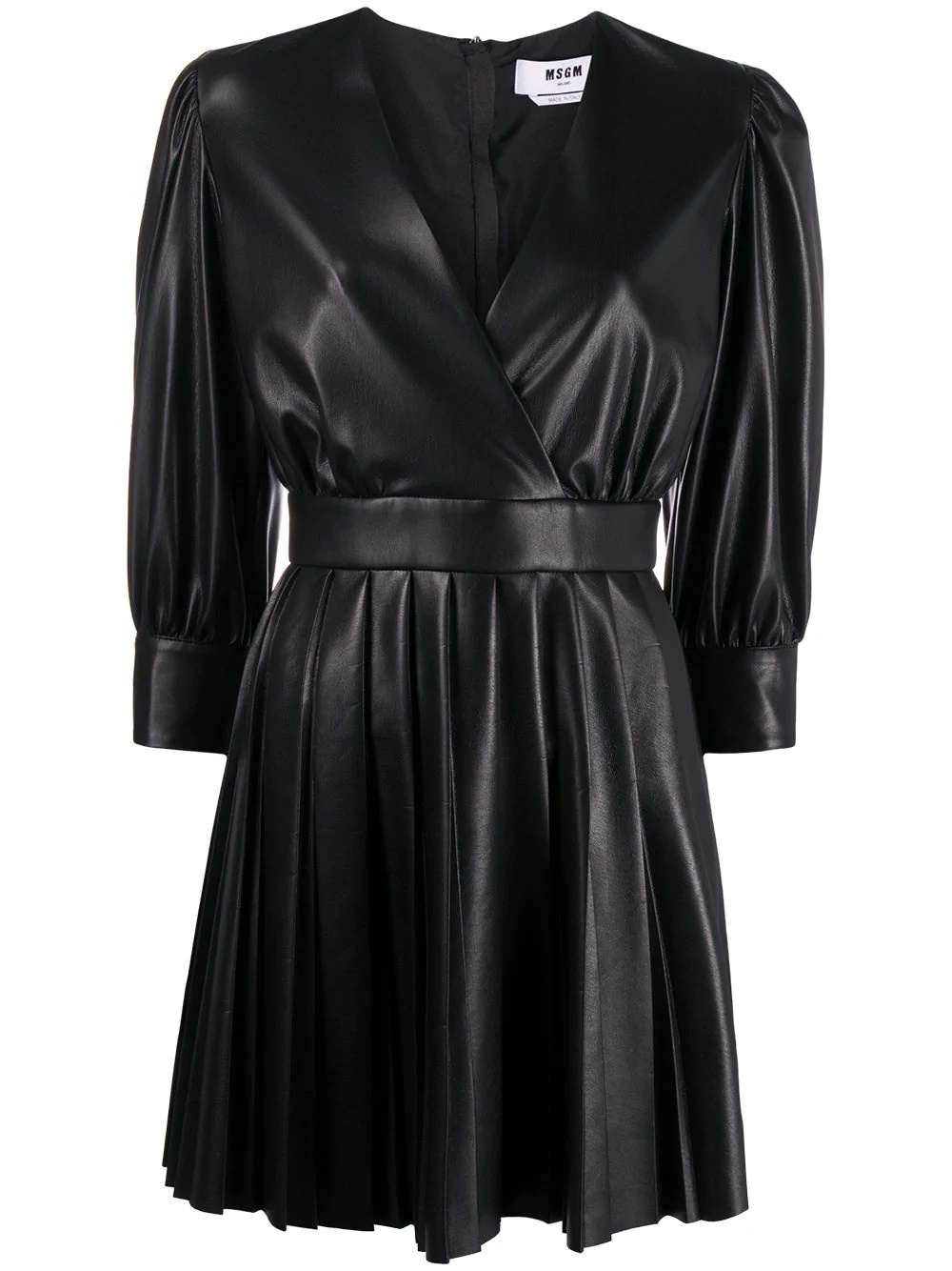 faux leather wrap-effect dress - 1