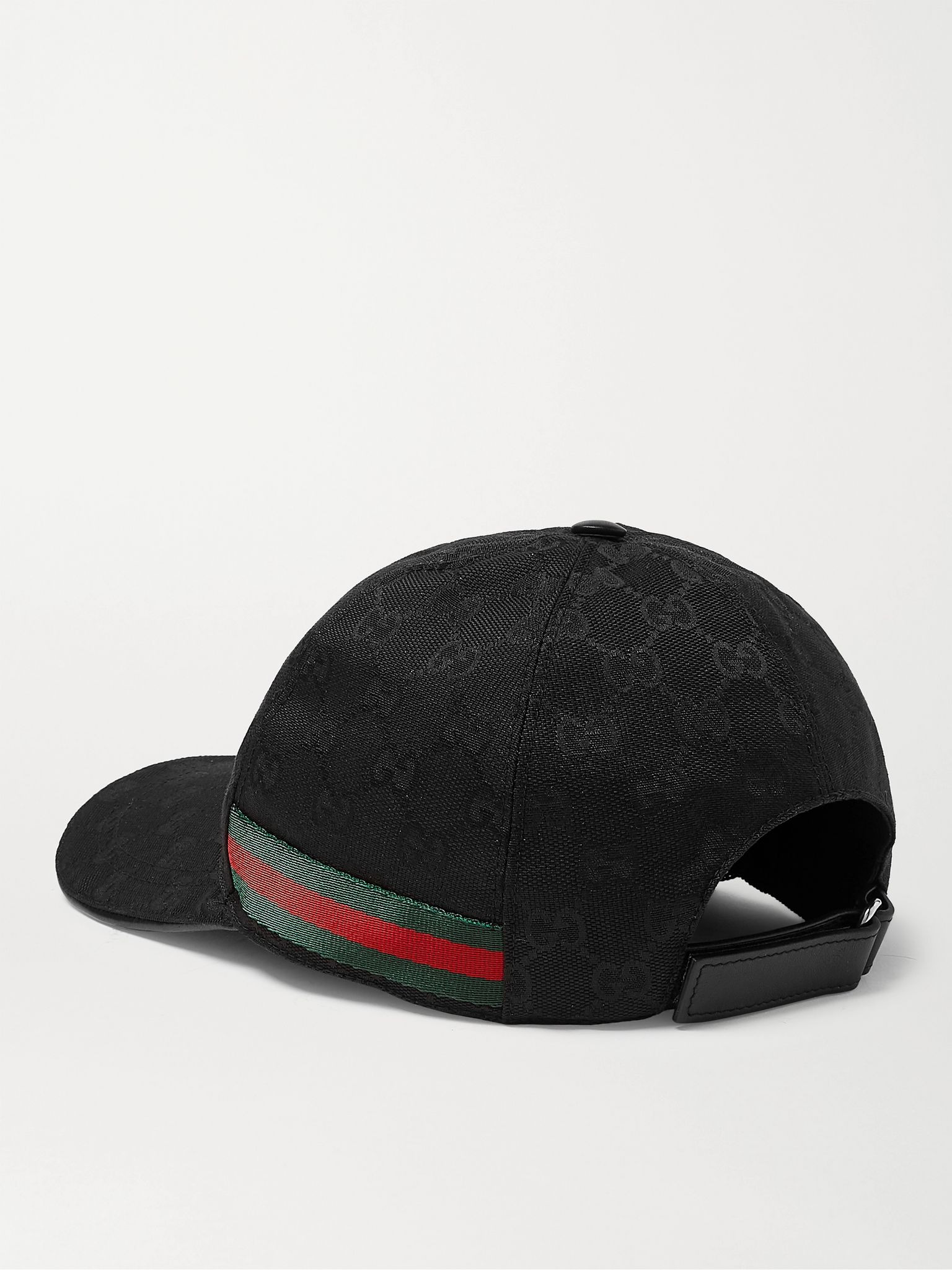 Webbing-Trimmed Monogrammed Canvas Baseball Cap Black - 3