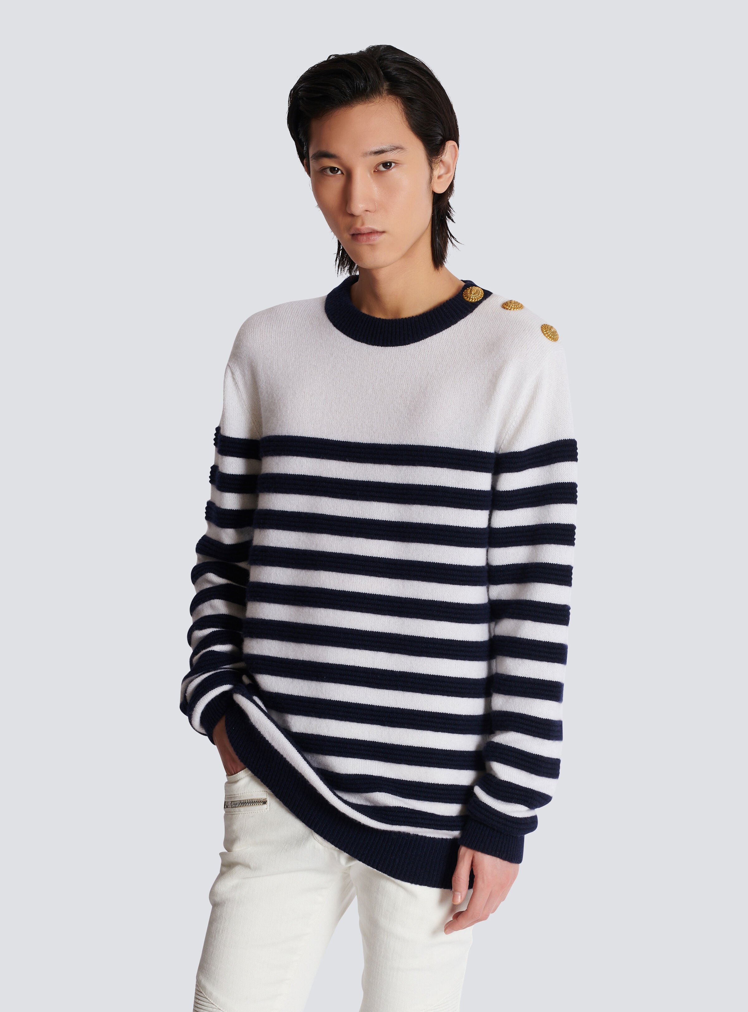 Striped cashmere jumper - 6