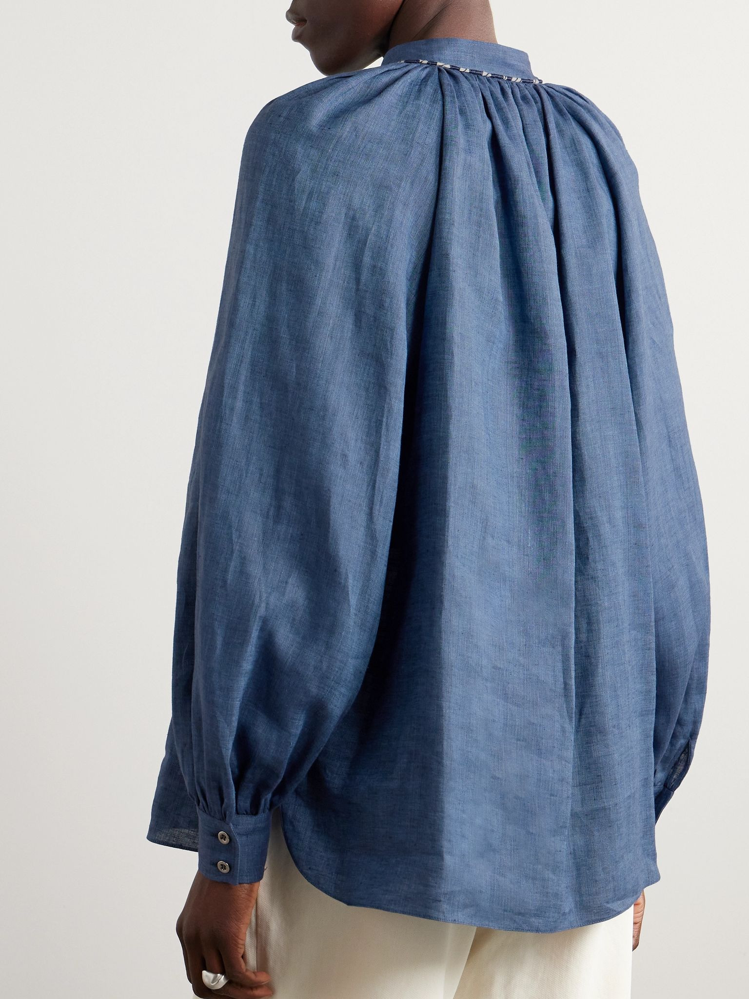 Linen-chambray blouse Blue - 3