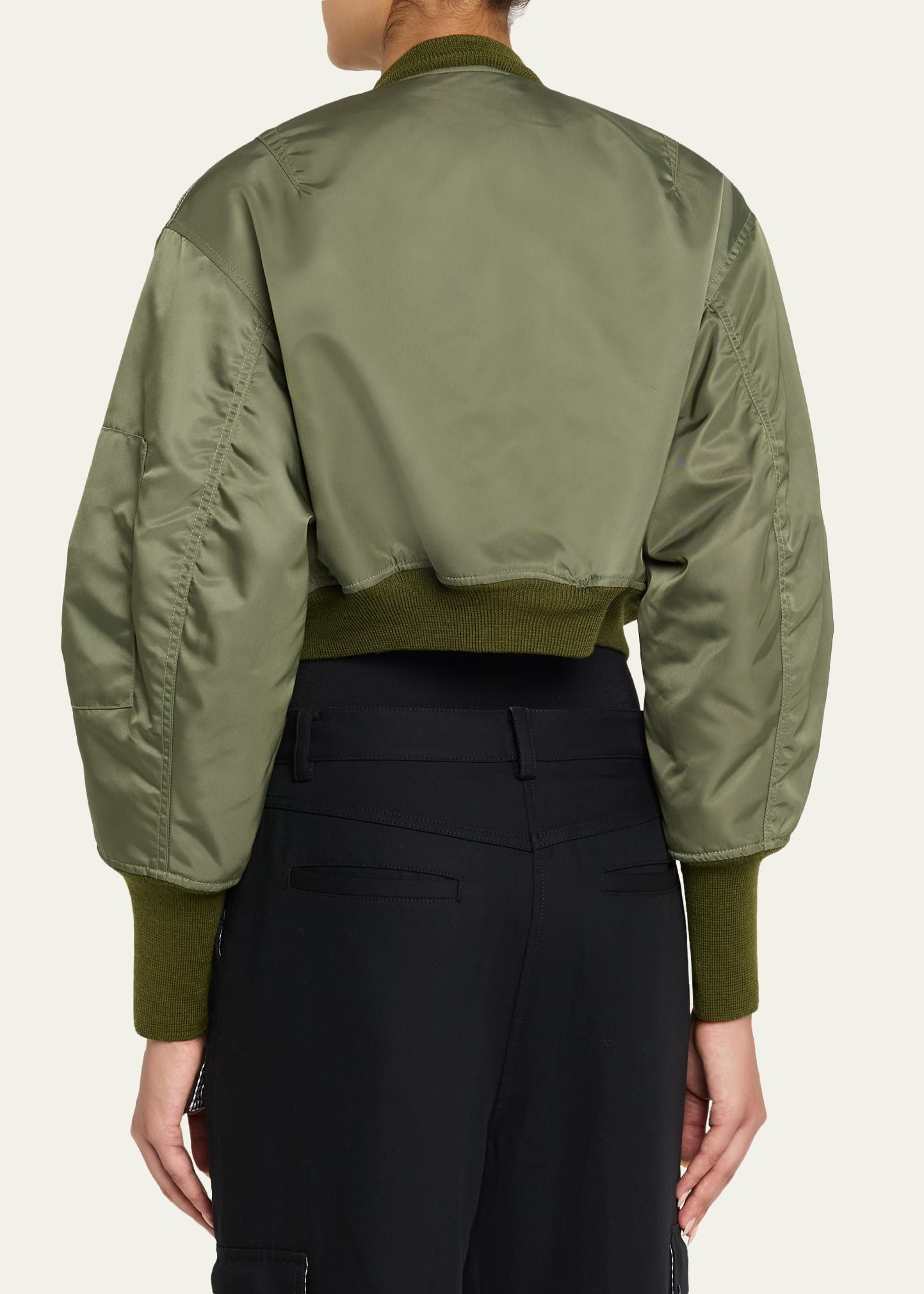 Cropped Nylon Bomber Jacket - 3