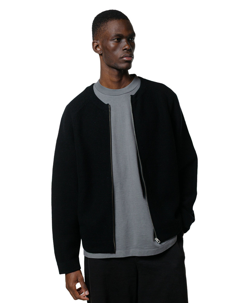 LADY WHITE CO. Wool Link Zip Cardigan Black outlook