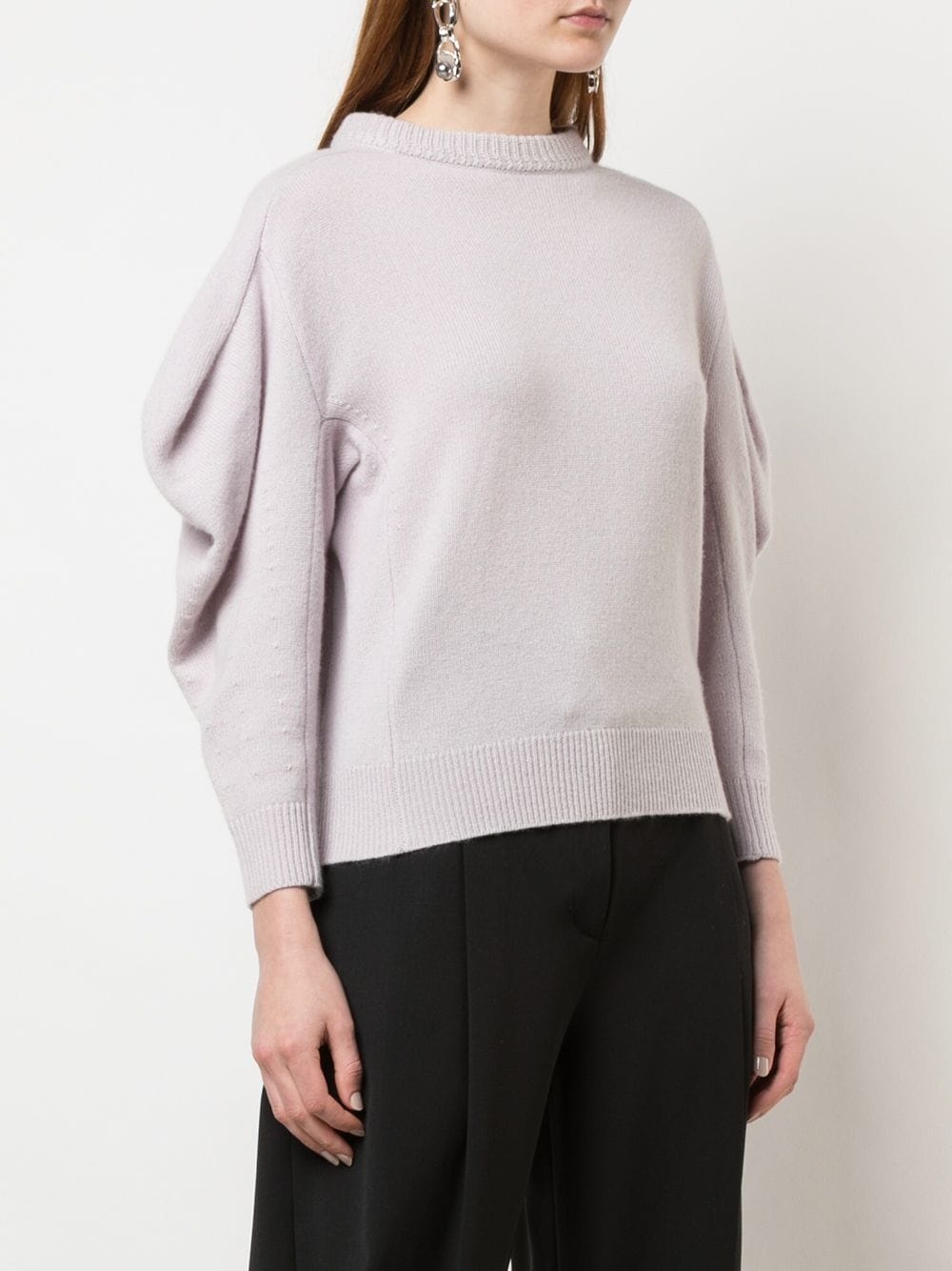 draped sleeve knitted jumper - 3