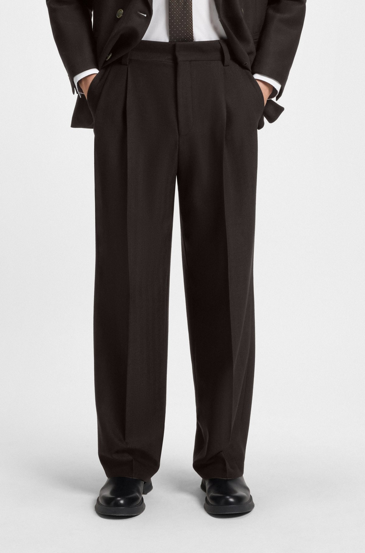 MODERN-FIT TROUSERS IN HERRINGBONE STRETCH DOBBY - 2