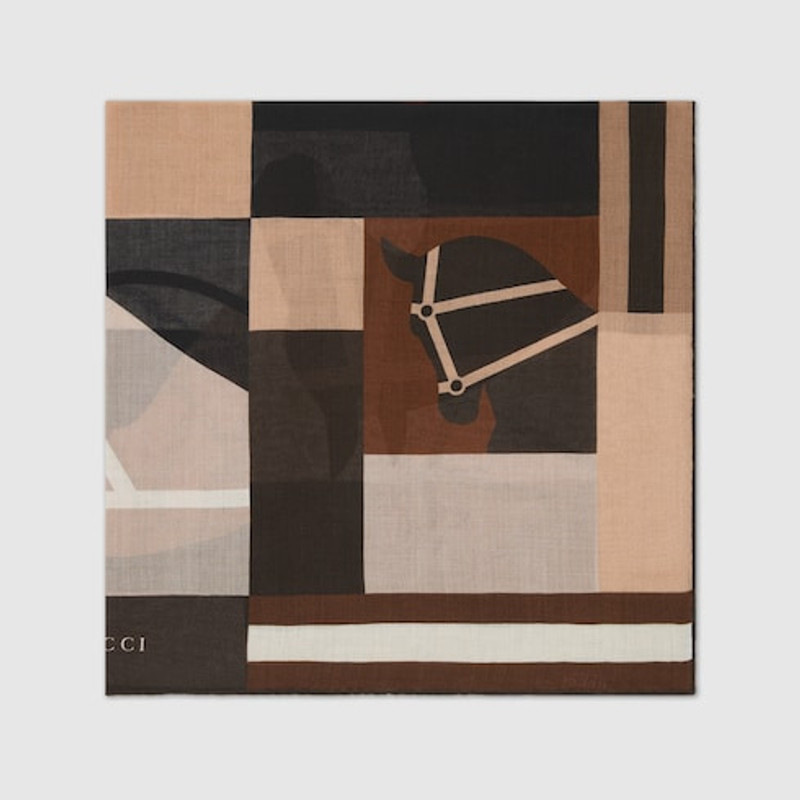 GUCCI Cashmere shawl with equestrian motif outlook