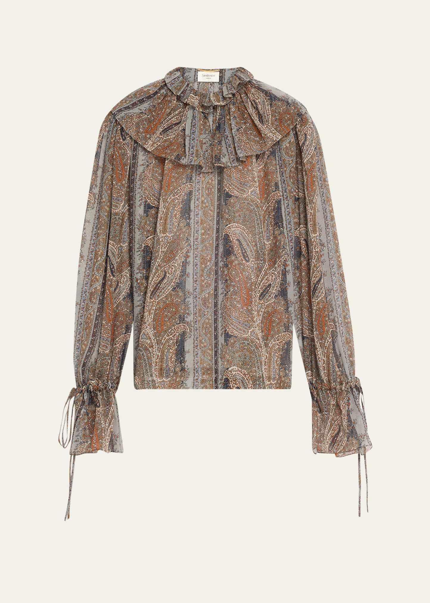 Paisley Button Down Sheer Blouse - 1