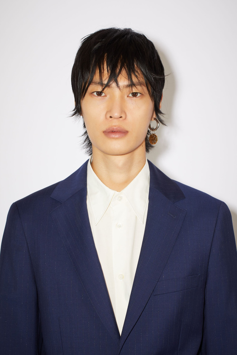 Lurex pinstripe coat - Dark Blue 7