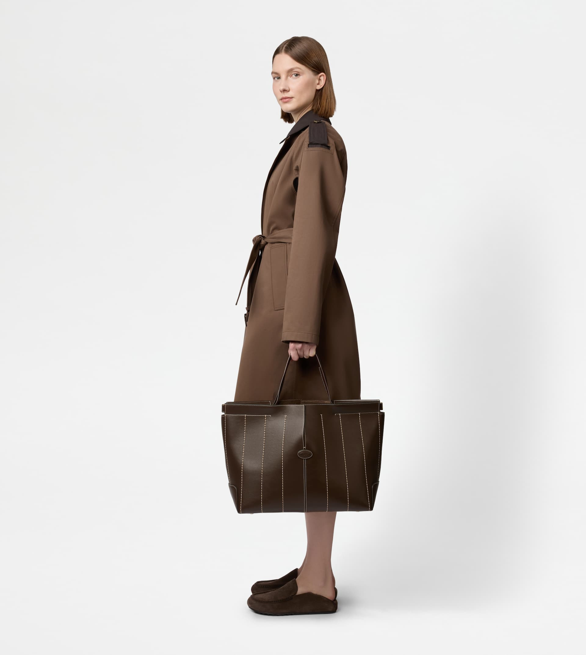 TOD'S DI BAG FOLIO IN LEATHER MEDIUM - BROWN - 8