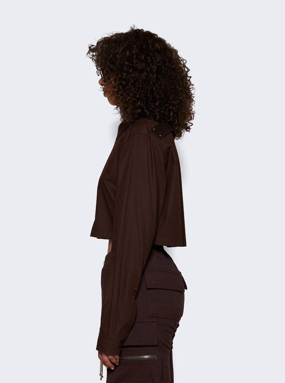 Woven Cropped Outershirt Mahogany - 3