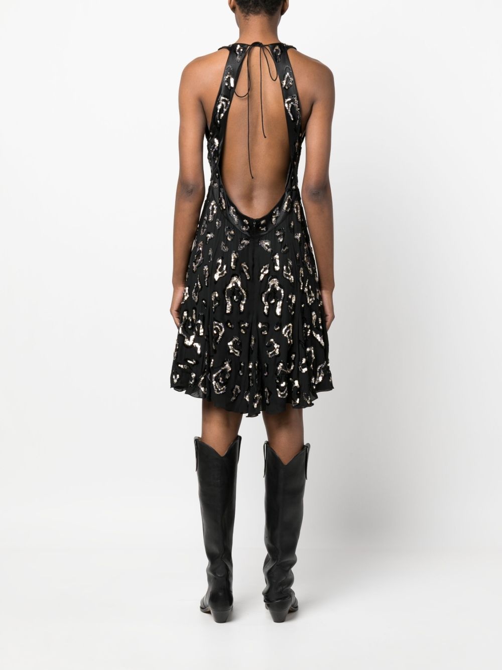 sequin-embellished open-back dress - 4