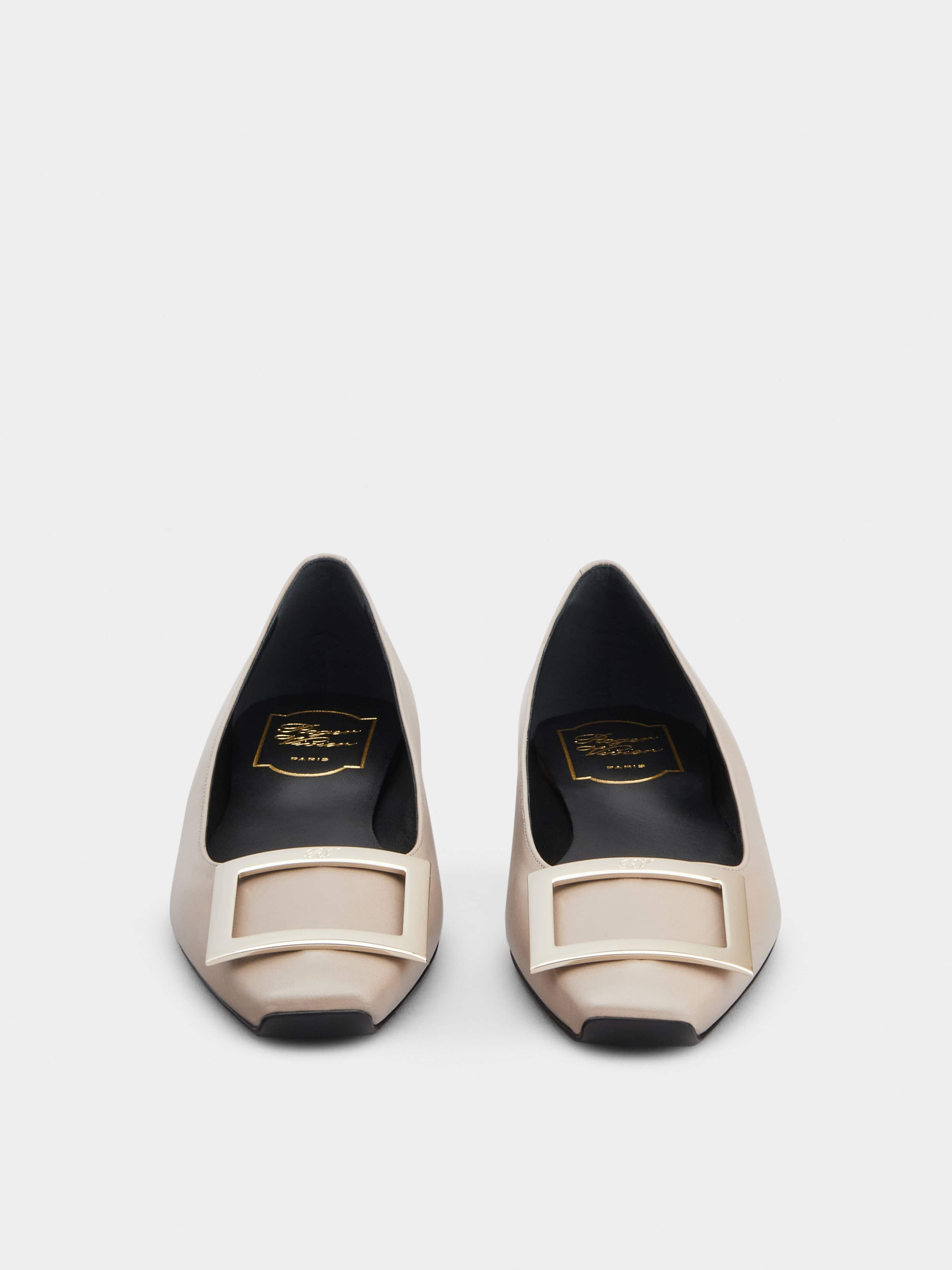 Trompette Metal Buckle Ballerinas in Leather - 7