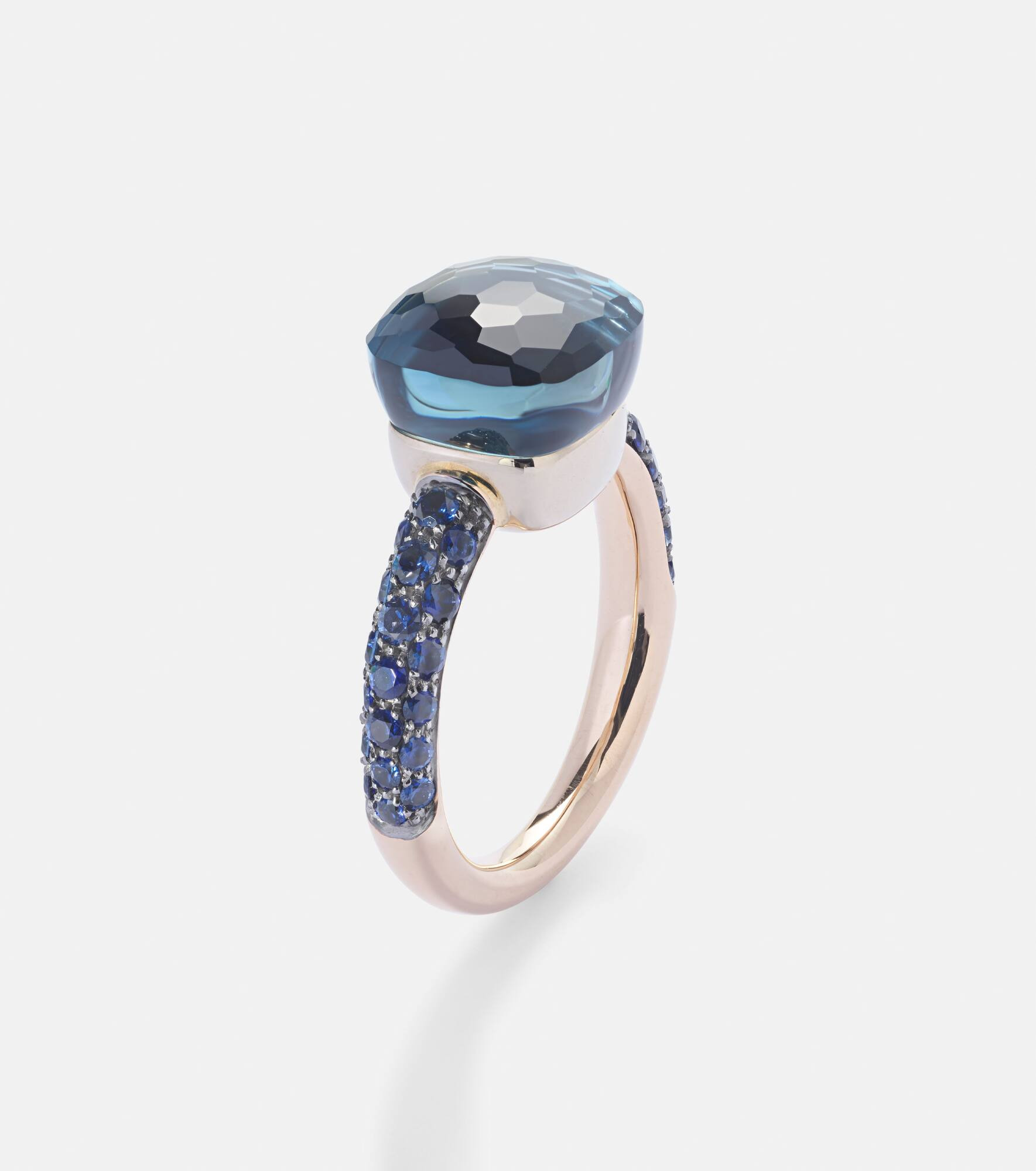 Nudo 18kt rose and white gold ring with London blue topaz - 4