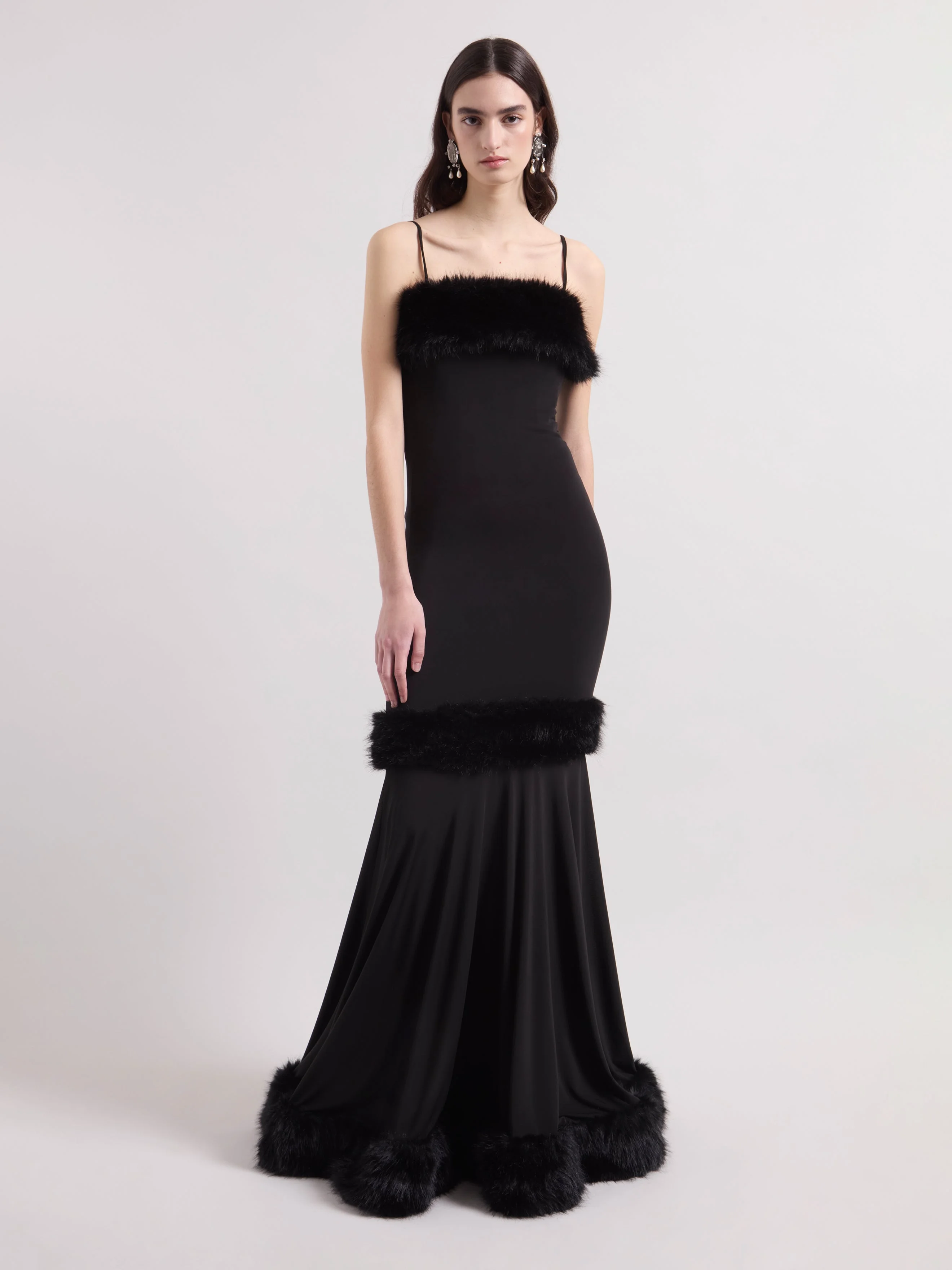Black Faux Fur Maxi Dress - 1