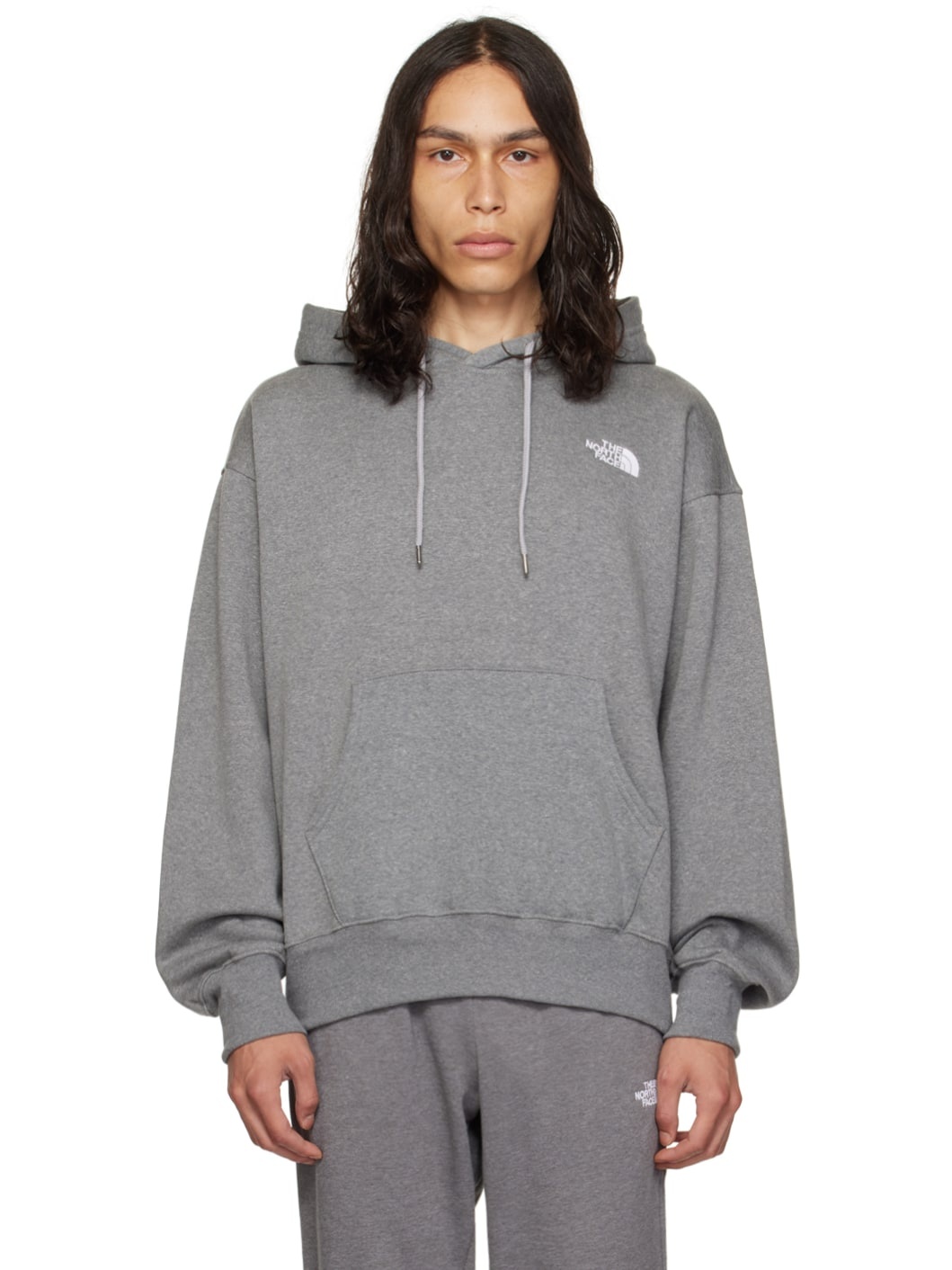 Gray Embroidered Hoodie - 1