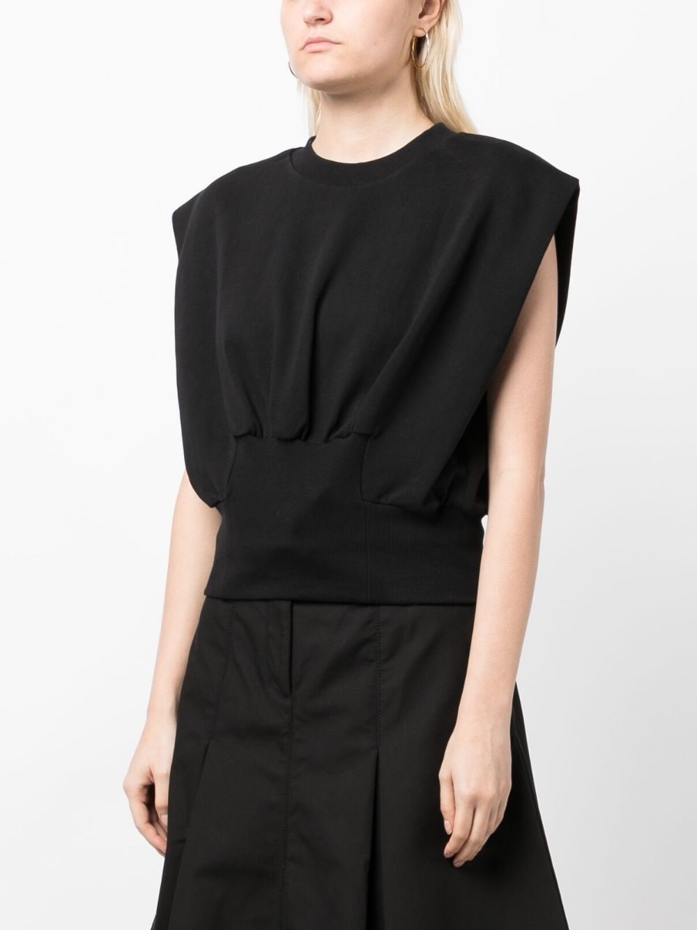 crew-neck sleeveless cotton top - 3