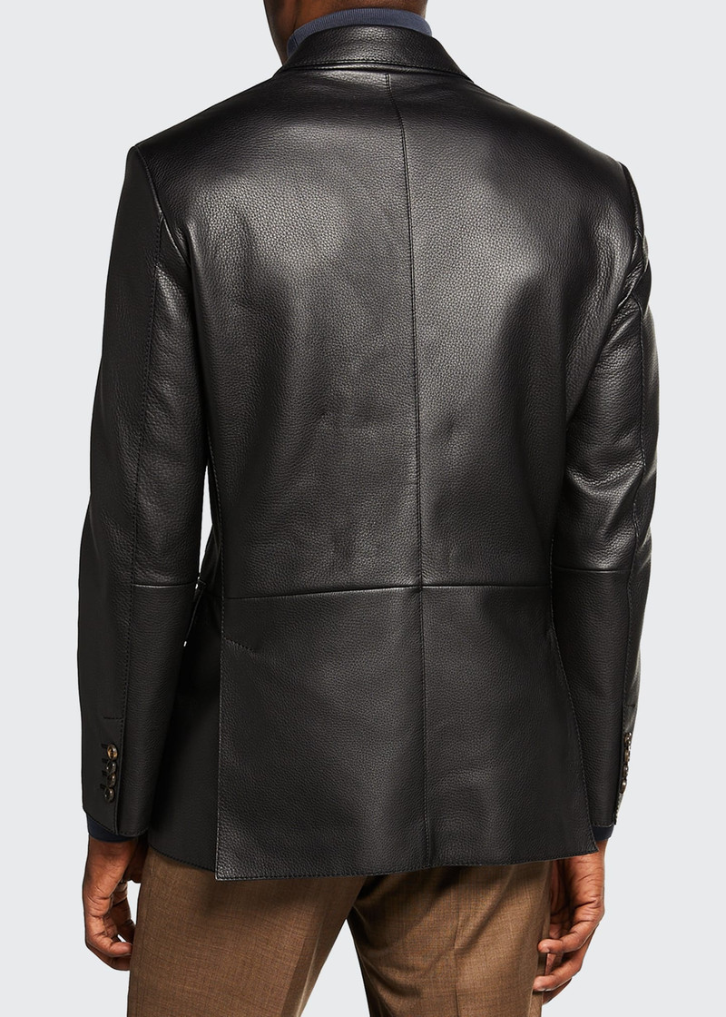 Men's Regular-Fit Leather Two-Button Blazer 3