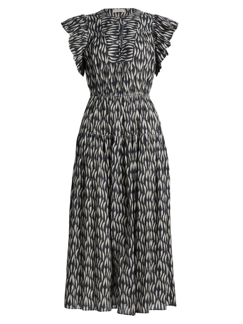 Women's Kairi Printed Flutter-Sleeve Midi-Dress - Graphite 1