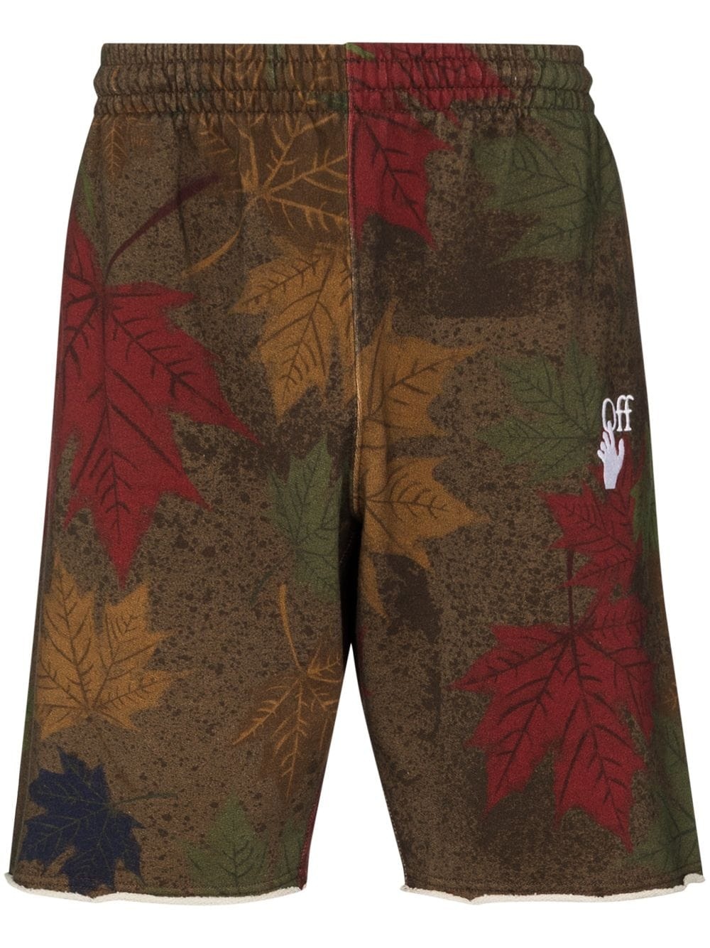 leaf-print cotton shorts - 1