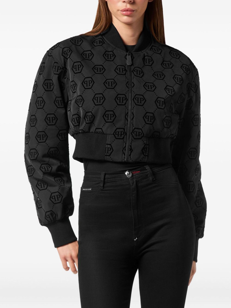 PHILIPP PLEIN monogram flocked bomber jacket outlook