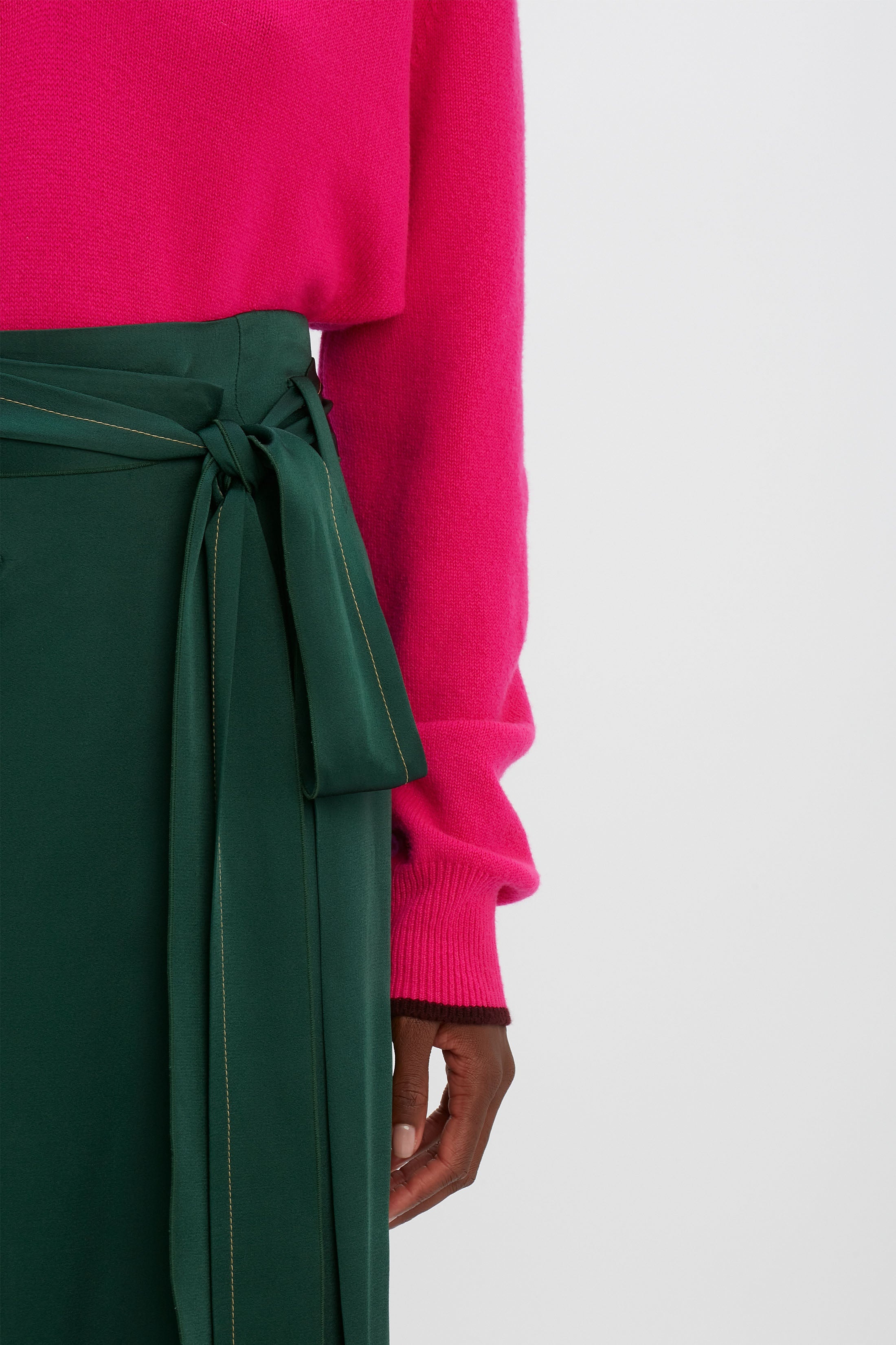 Oversized V Neck Jumper in Hot Pink - 7
