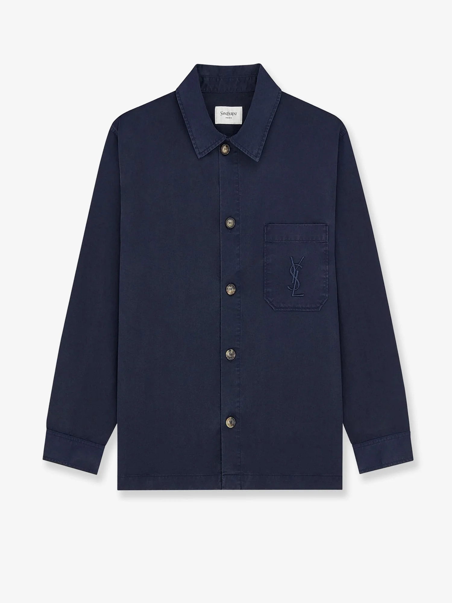 Saint Laurent Cassandre Cotton Overshirt Blue - 1