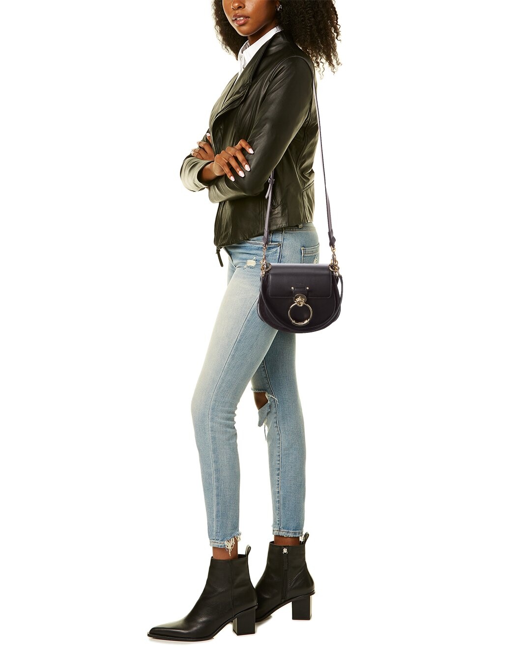 Chloé Tess Small Leather & Suede Shoulder Bag - 4