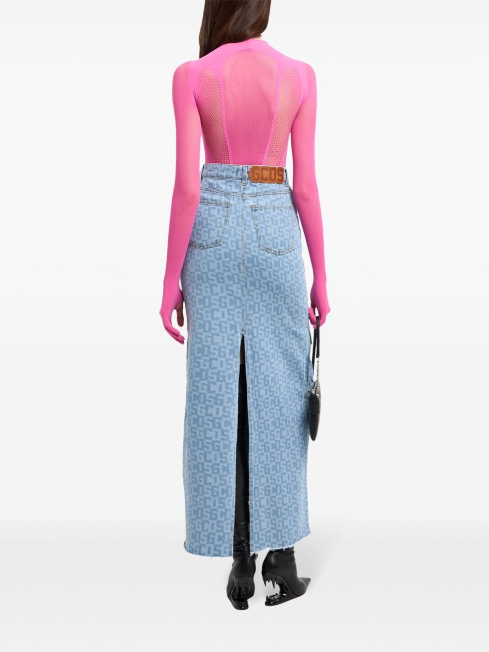 monogram denim skirt - 3