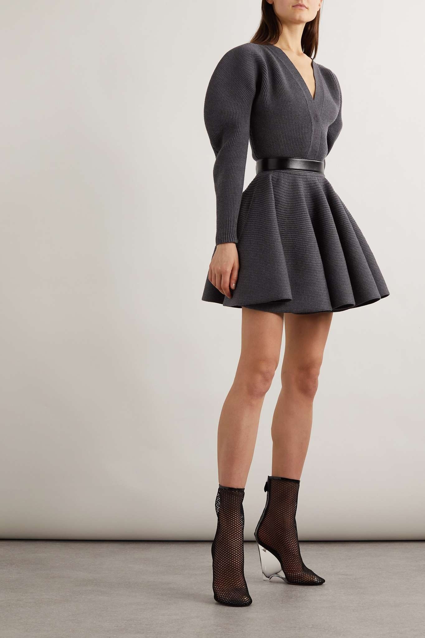 Ribbed wool-blend mini skirt - 2