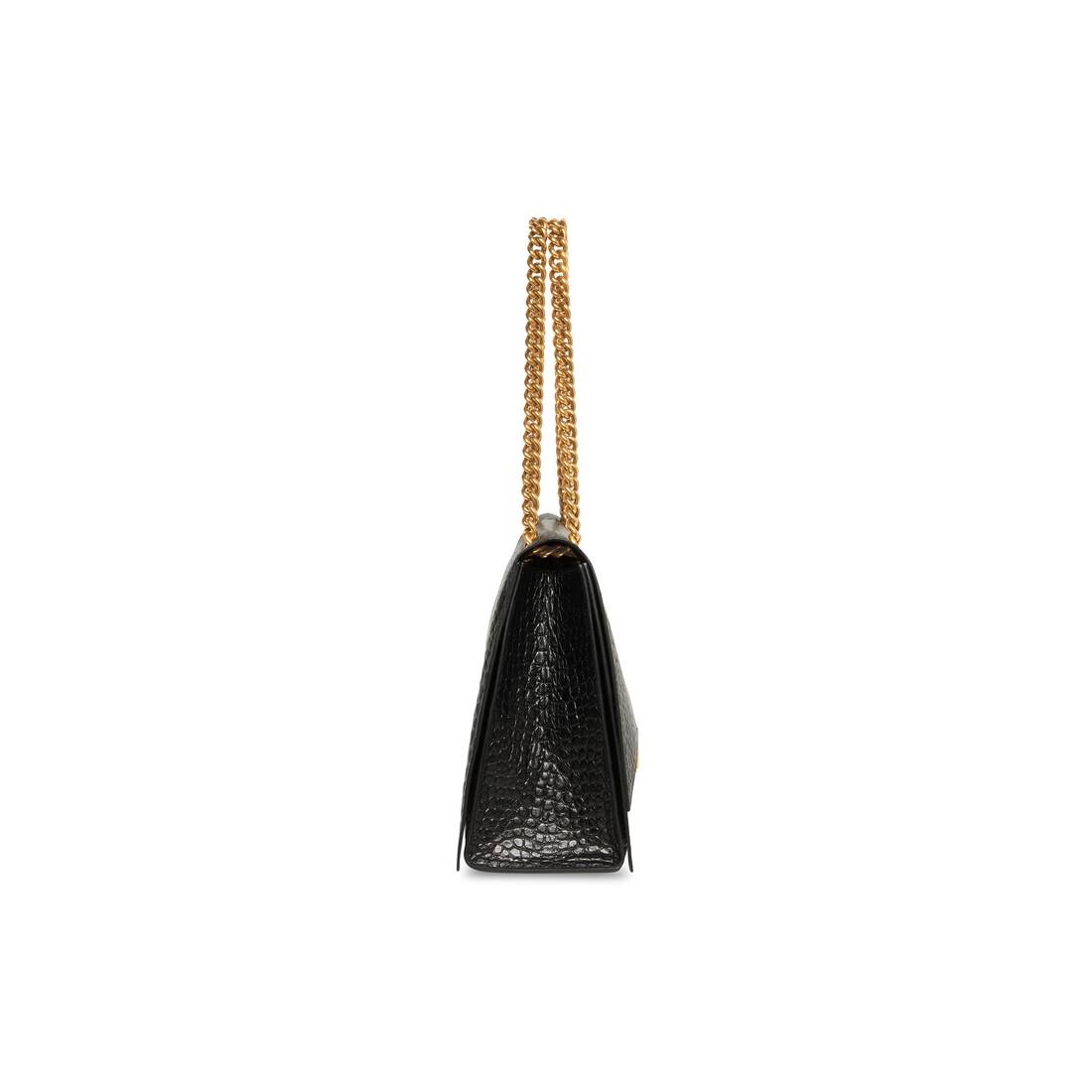 Women's Crush Large Chain Bag Crocodile Embossed  in Black - 3