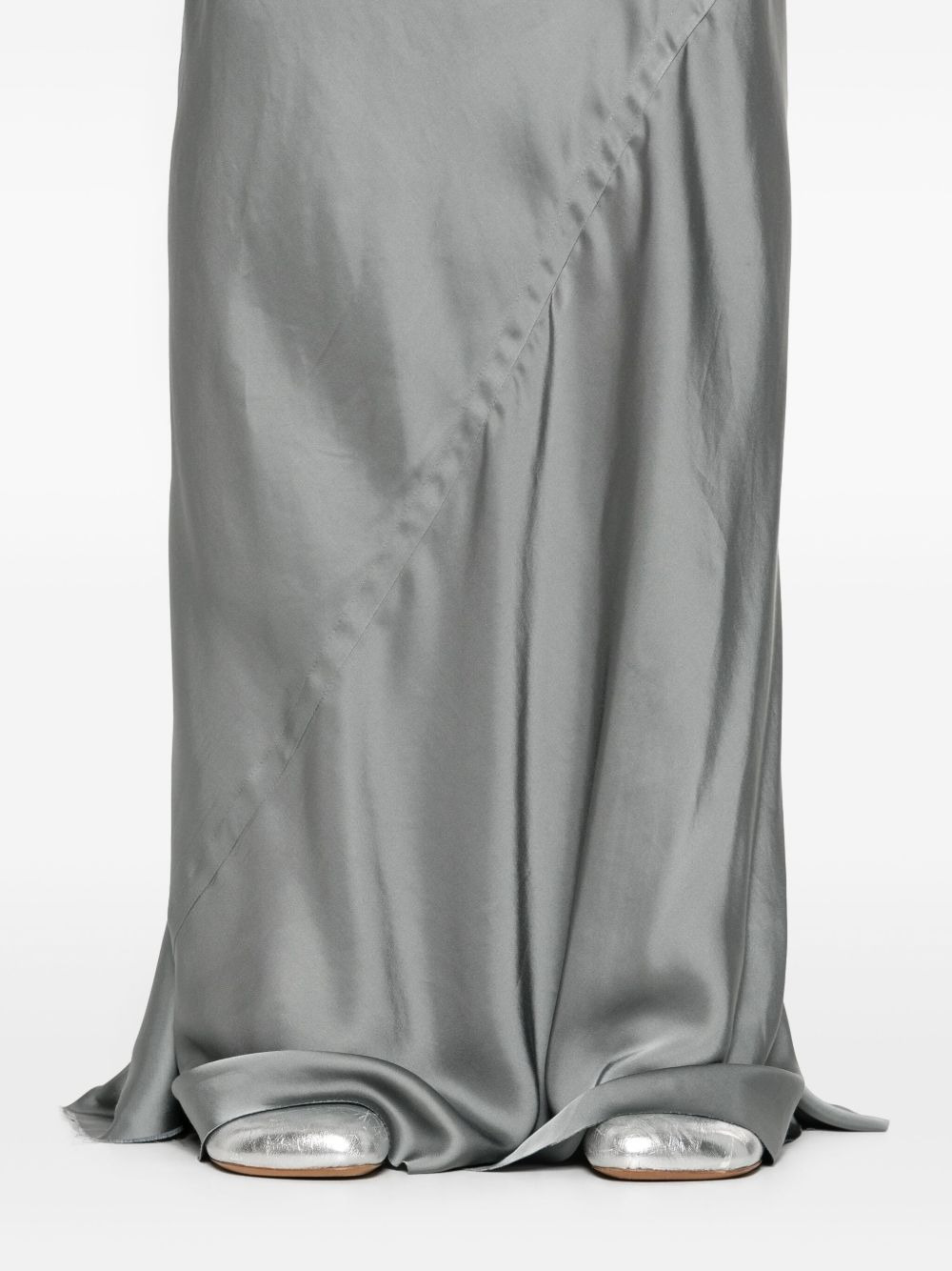 ribbed-waistband draped skirt - 5