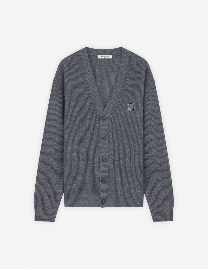 BOLD FOX HEAD PATCH COMFORT RIBBED CARDIGAN - 1