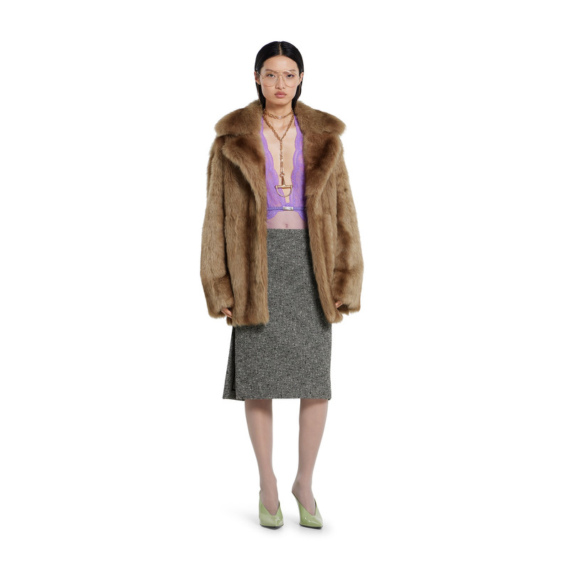 GUCCI Degradé soft shearling peacoat outlook