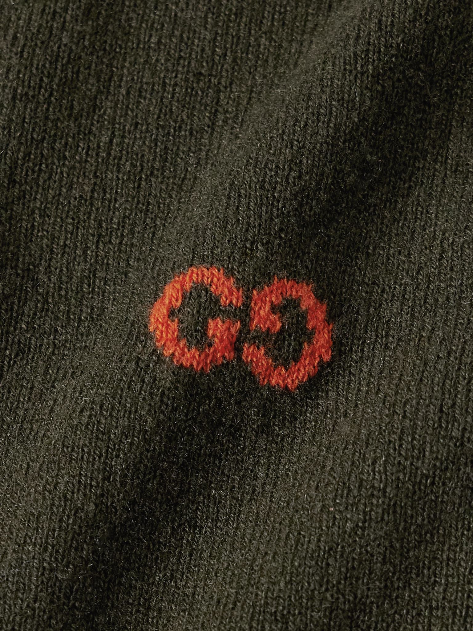 Logo-Jacquard Cashmere Cardigan Forest green - 5