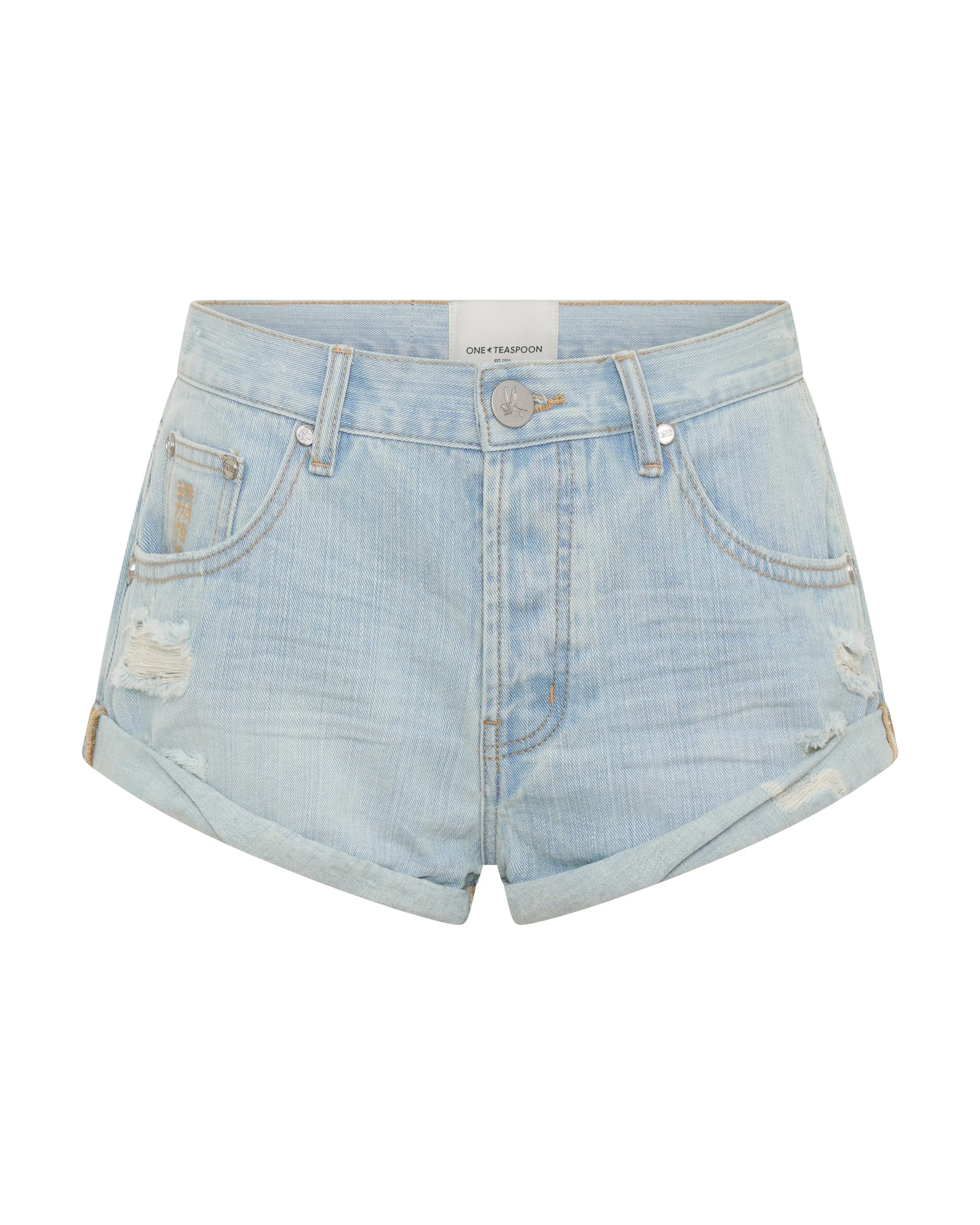 Bandits Low Waist Denim Shorts - Sea Mist Blue - 1
