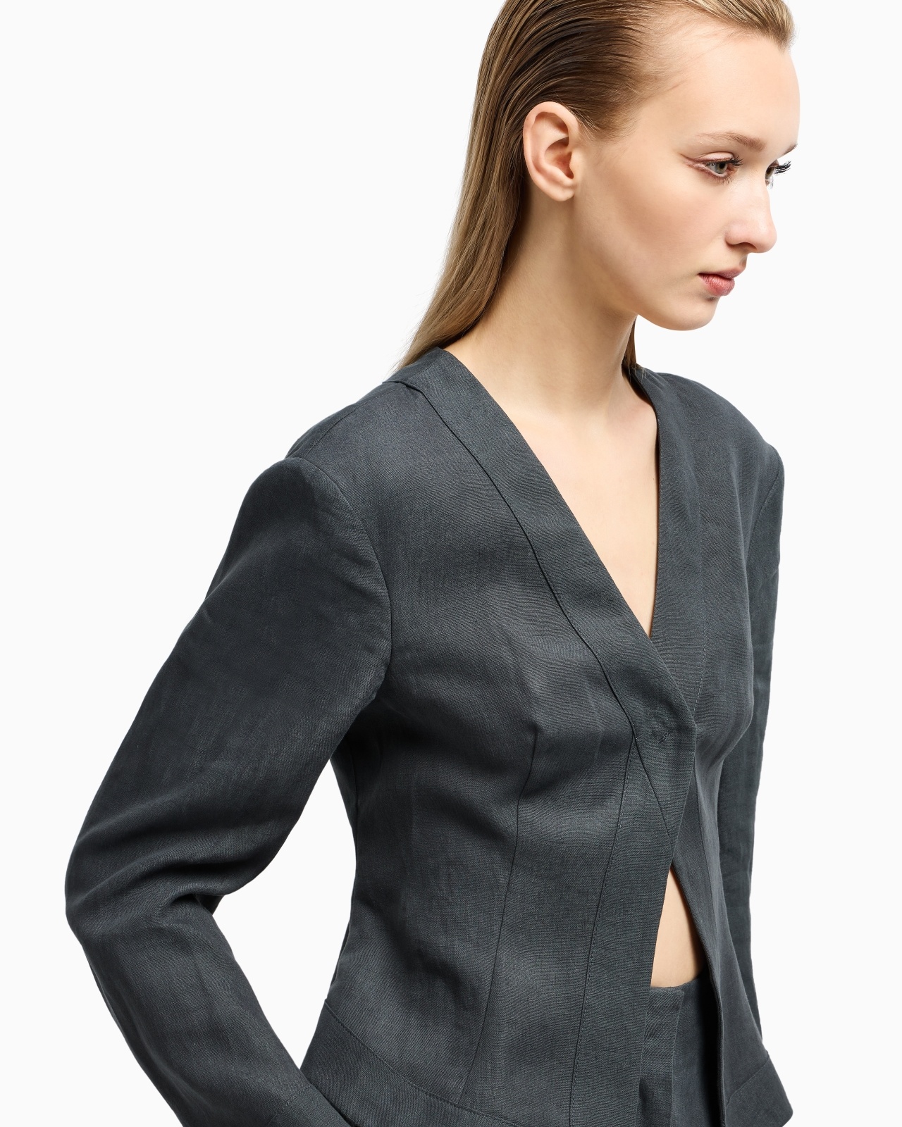 SHORT, SINGLE-BREASTED LINEN JACKET - 5