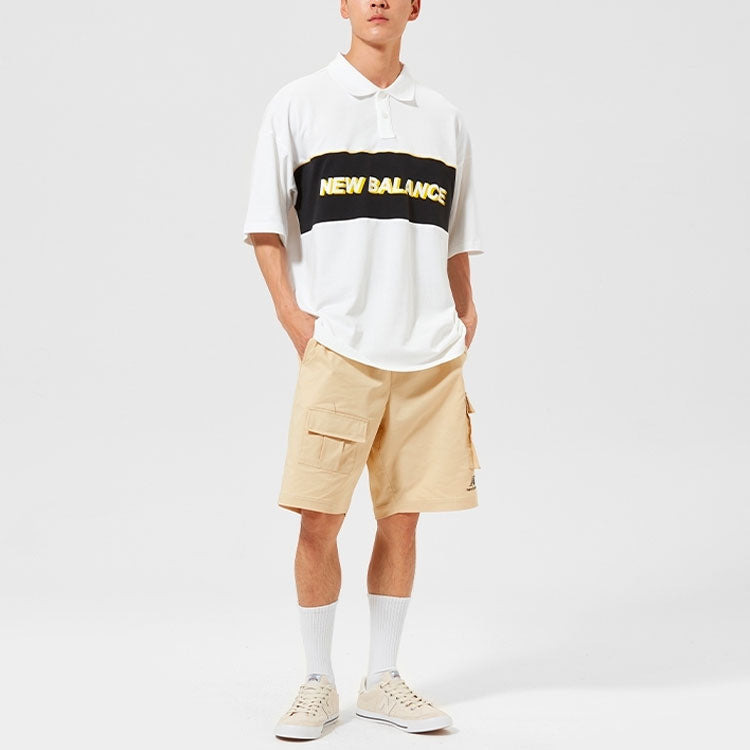 New Balance Logo Print Polo T-Shirt 'White Black' AMT12376-WT - 2