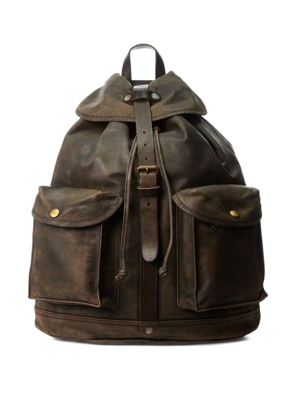 distressed leather rucksack - 1
