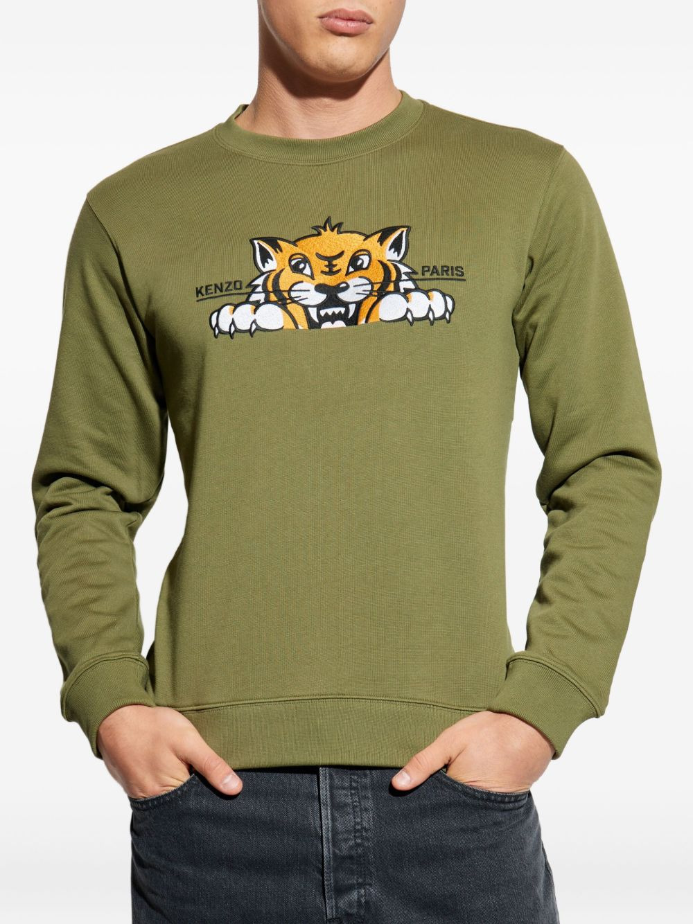tiger-print crew neck sweatshirt - 3