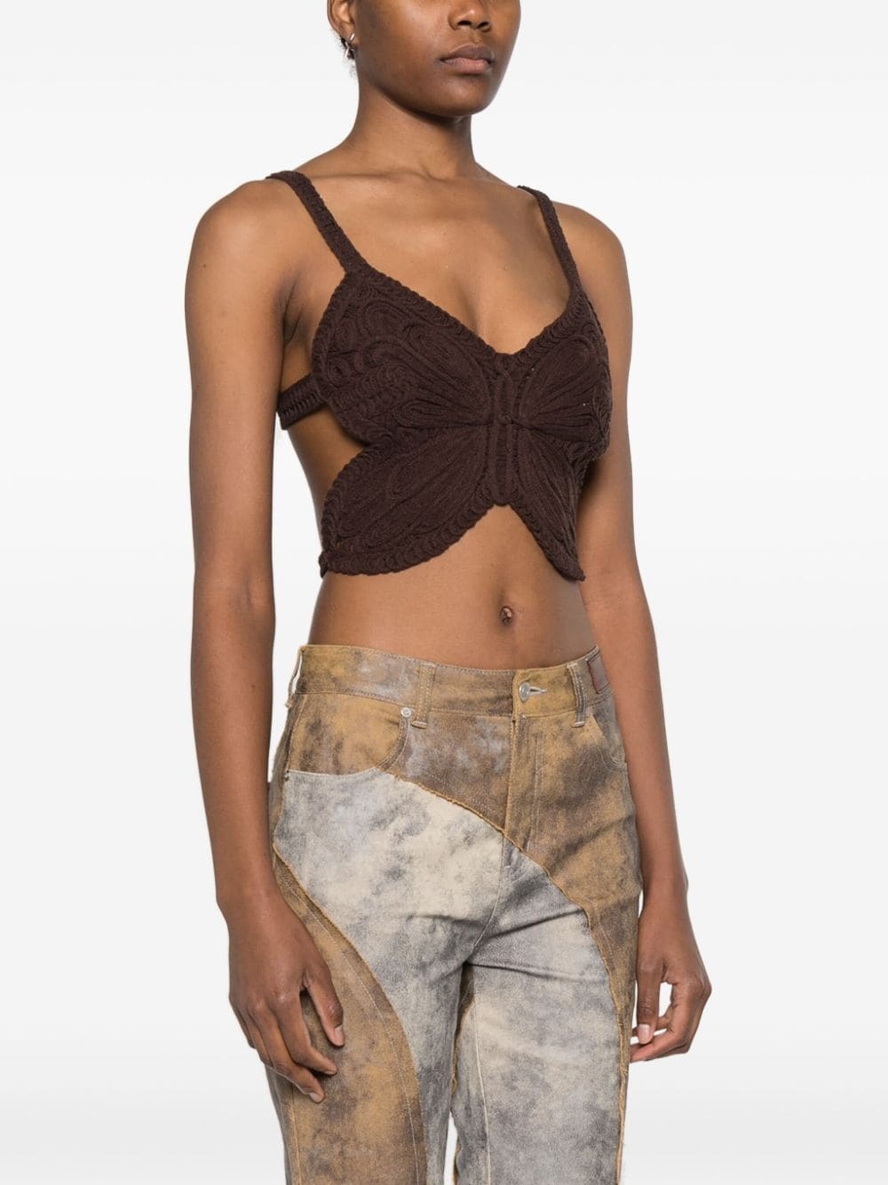 butterfly sleeveless crop top - 3