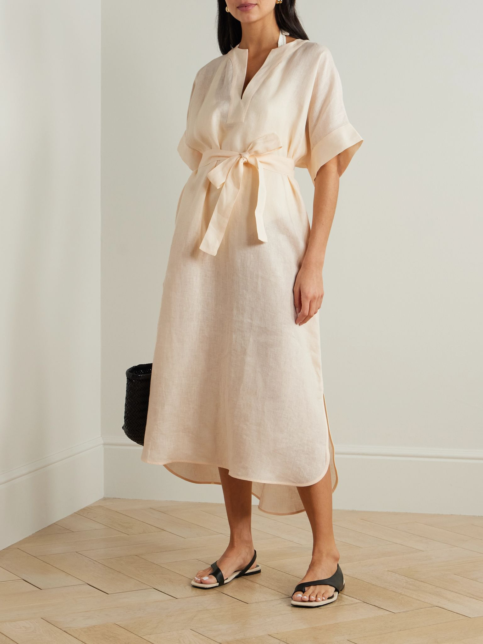 Bibi belted linen kaftan Beige - 2