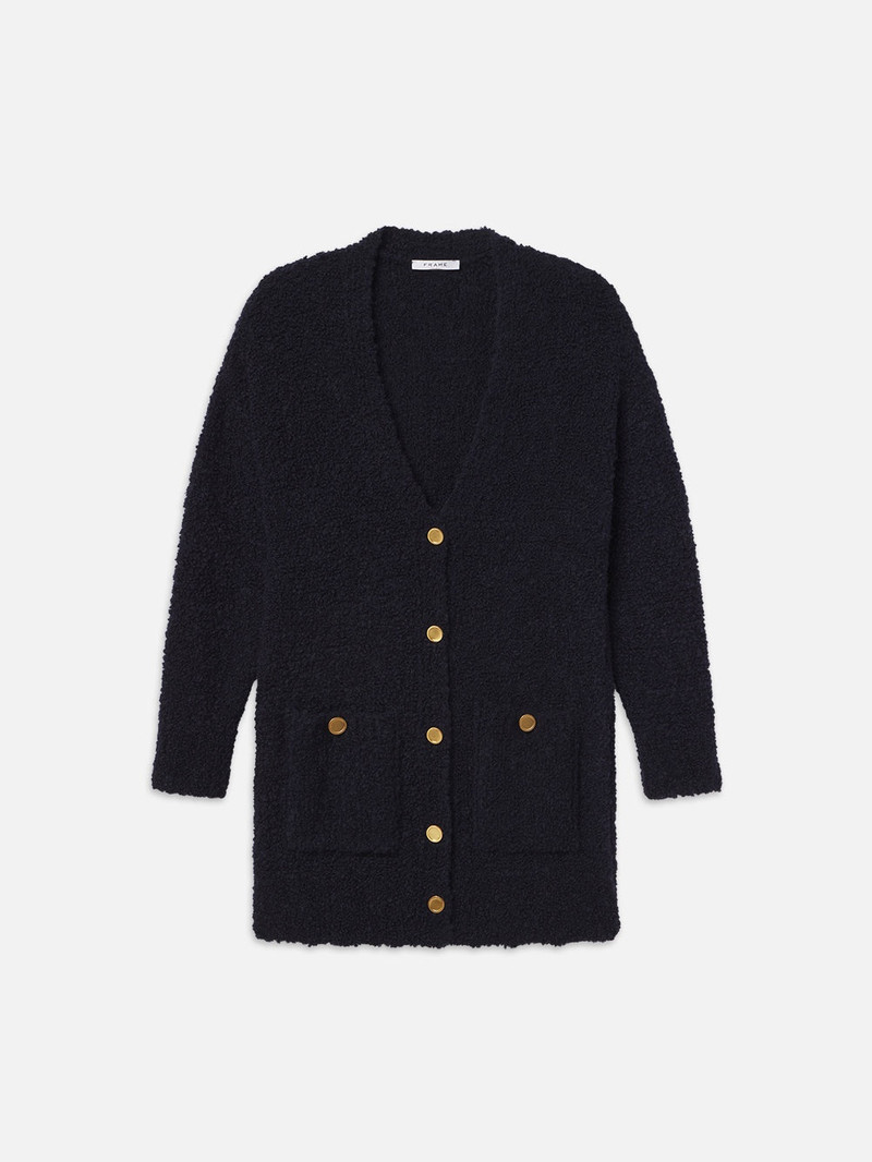 Boyfriend Boucle Cardi in Navy 1