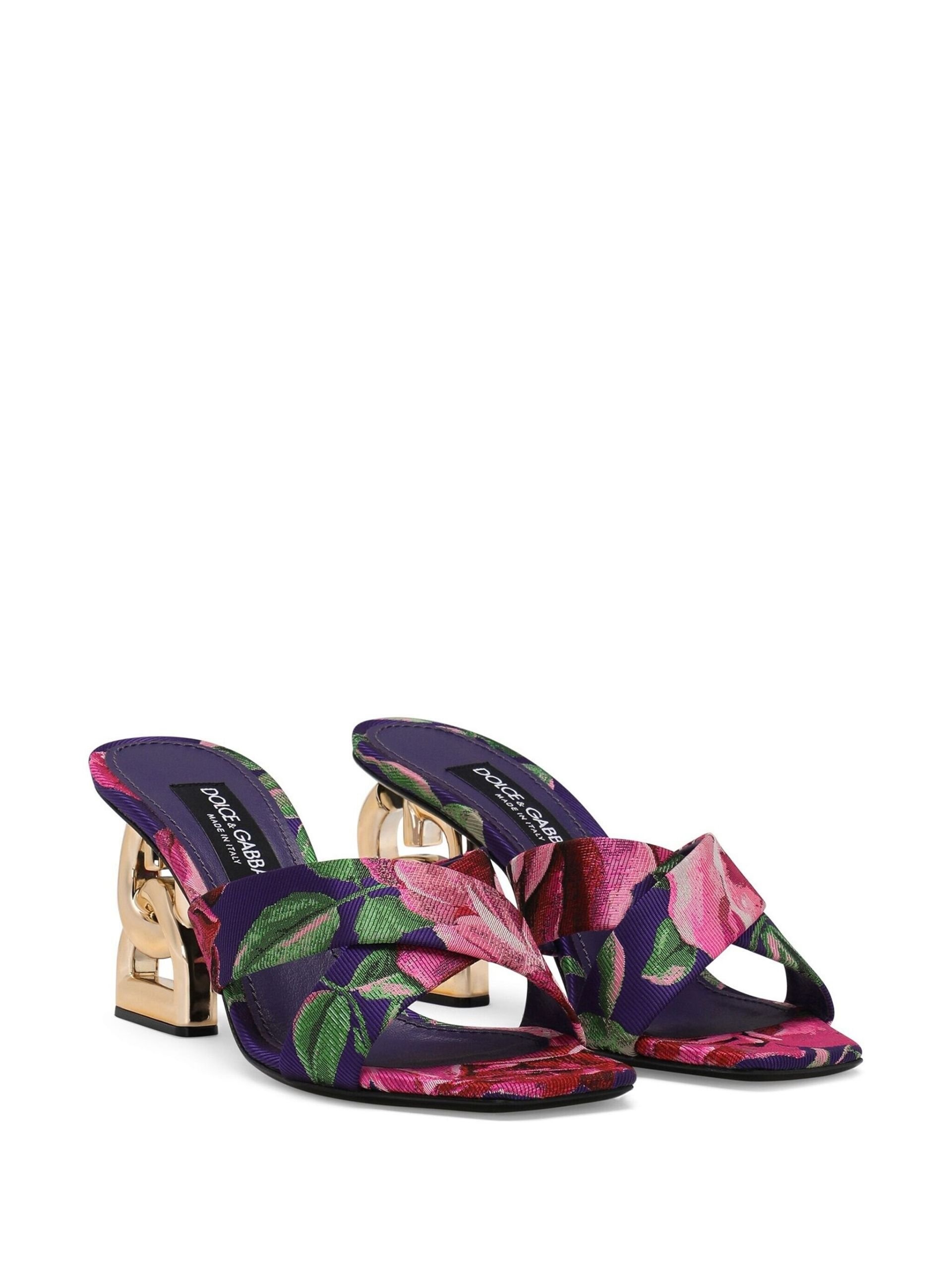 Purple 3.5 75 jacquard mules - 2