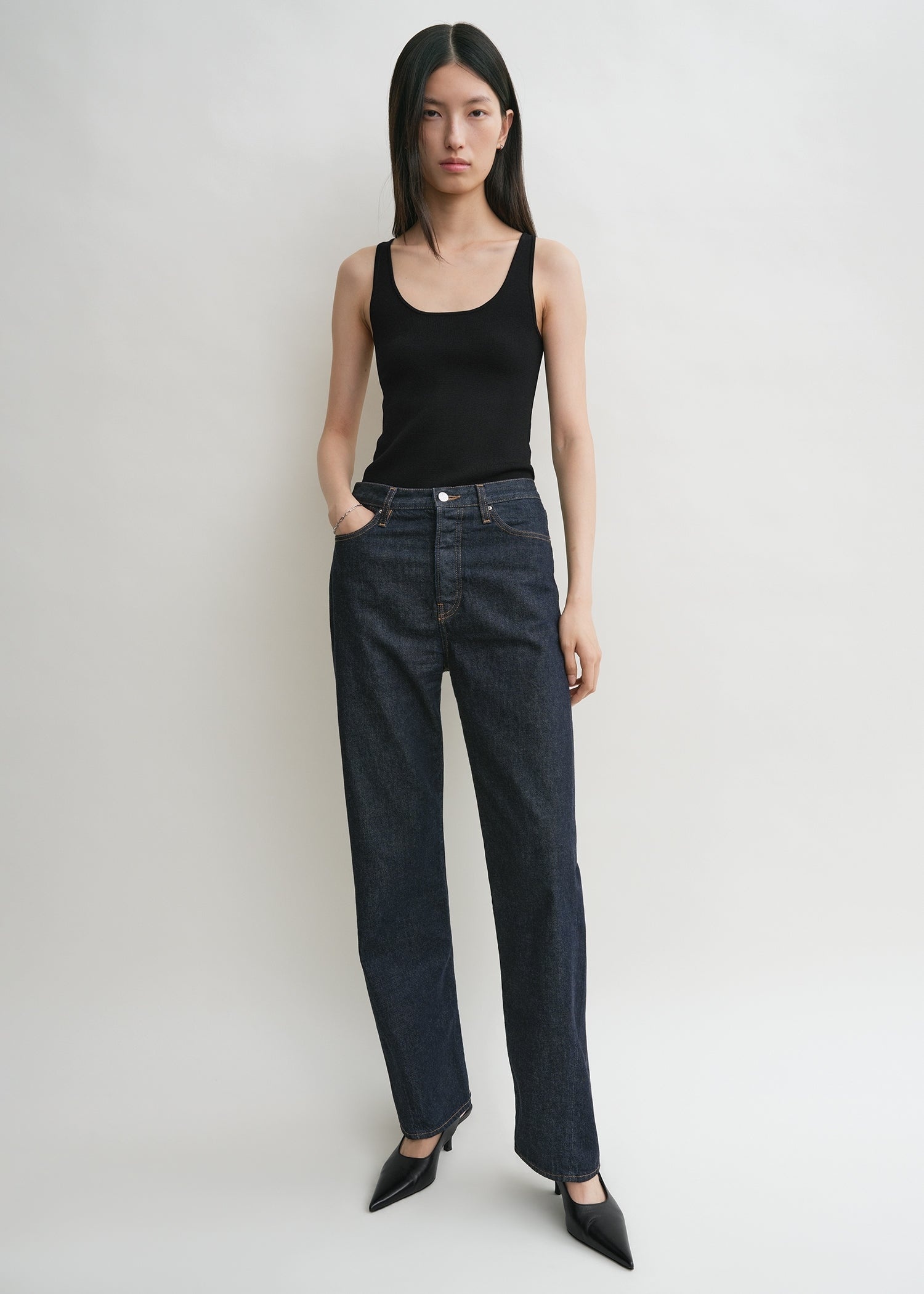 Twisted seam denim full length rinsed blue - 3