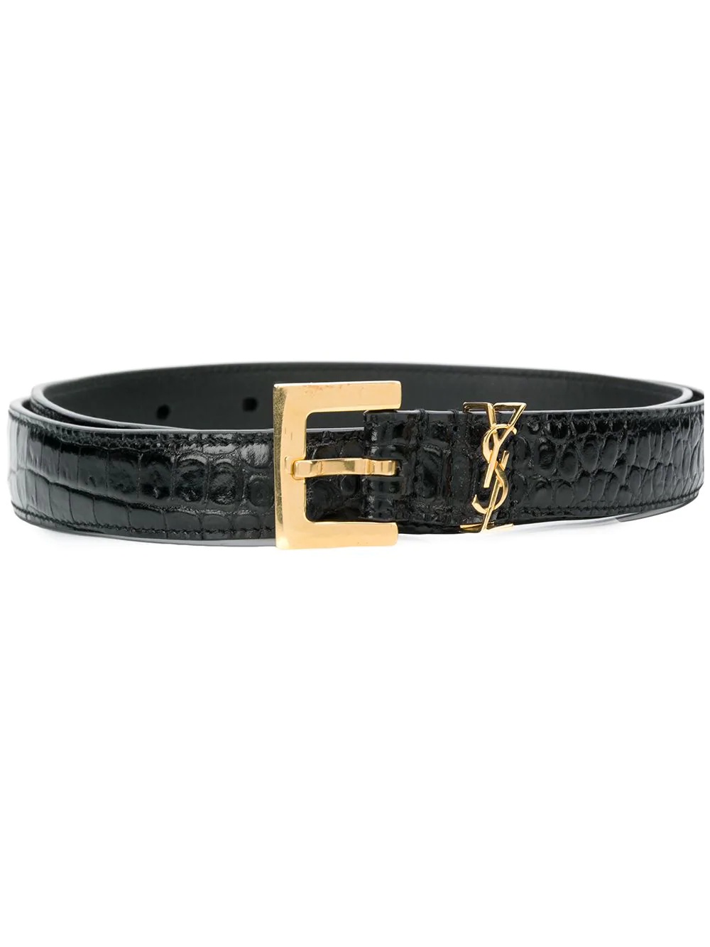 Monogram crocodile-embossed belt - 1