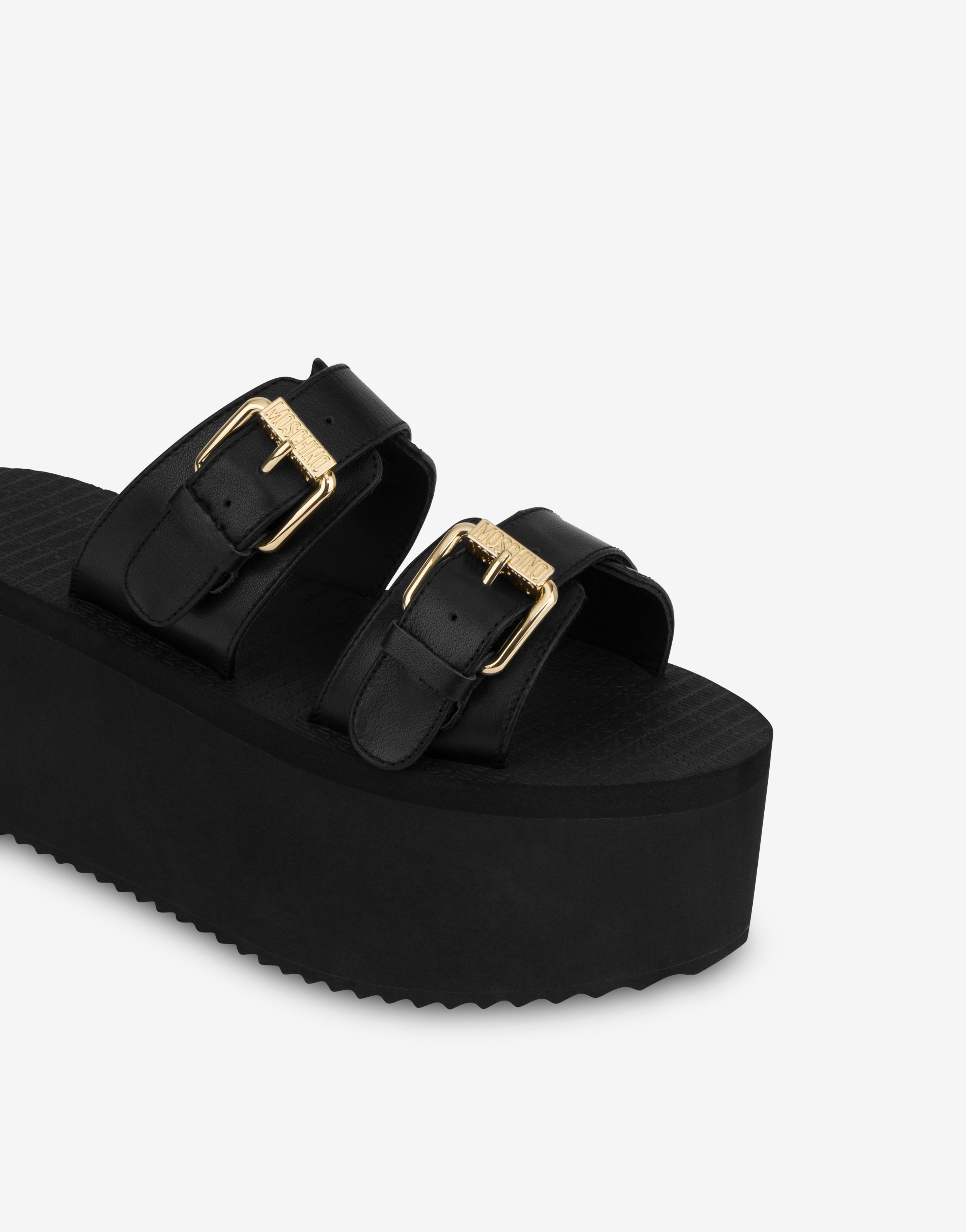 MOSCHINO BUCKLE WEDGE SANDALS - 4