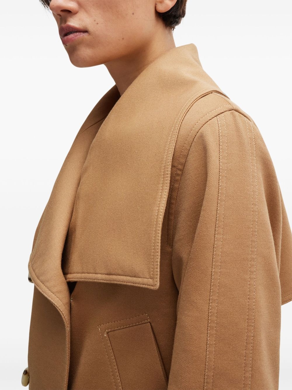 draped-collar cropped jacket - 7